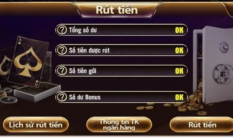 Giao diện Rút Tiền TDTC